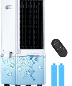 COOLECH Portable Air Conditioners w/Remote, 4 Modes & 3 Speeds, Waterless Alert System & 2.4-Gal Tank for 20H Cooling, 12H Timer for Auto Off, 3-IN-1 Evaporative Air Cooler for Room Bedroom Office