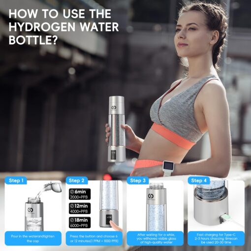 PUREPEBRIX 2025 Advanced Hydrogen Water Bottle Generator Classic Edition- Up to 6000+ ppb Alkaline Pitcher - Image 3