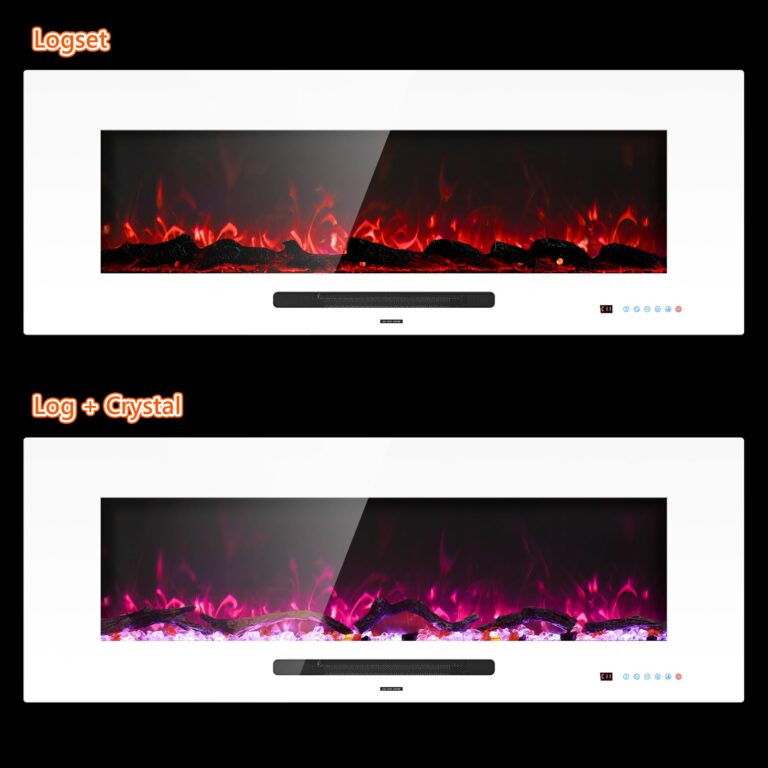 Dreamflame 50" Electric Fireplace Inserts, Recessed & Wall Mounted Fireplace Heater Colorful Flame &Fuel, Remote Control Setting Dimer, Thermostat &Timer, Plug in &Hard-Wire Option, 750W/1500W, White - Image 3