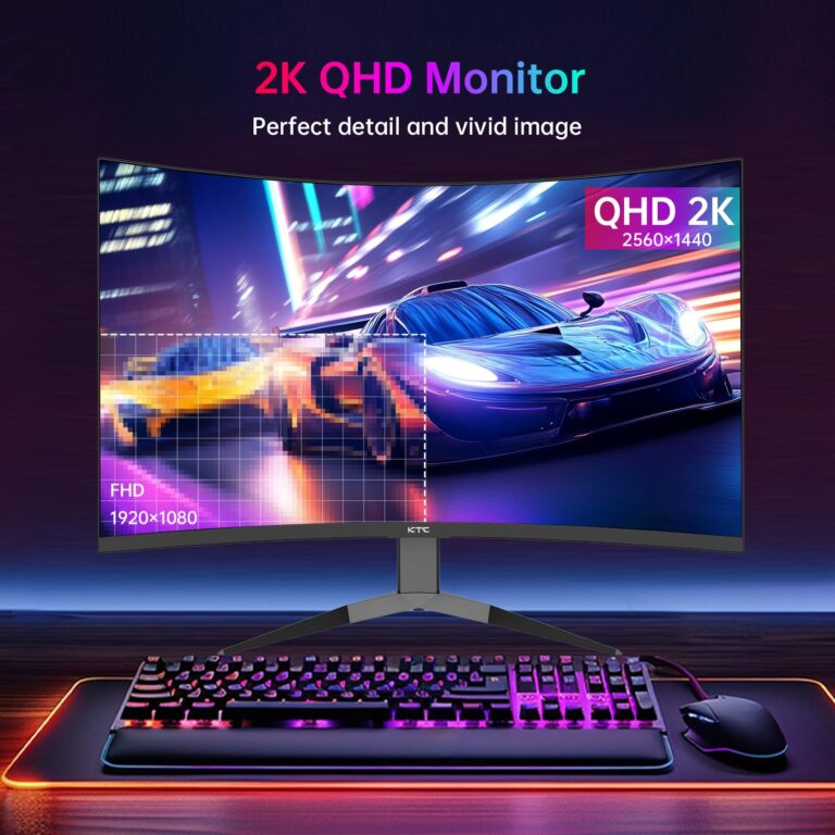 KTC 32 Inch 240Hz Curved Gaming Monitor, 2K 1440P Computer PC Monitor with 1000R 1ms Frameless, Adaptive Sync,122% sRGB, HDMI, DisplayPort, Tilt Adjustable, H32S25E - Image 5