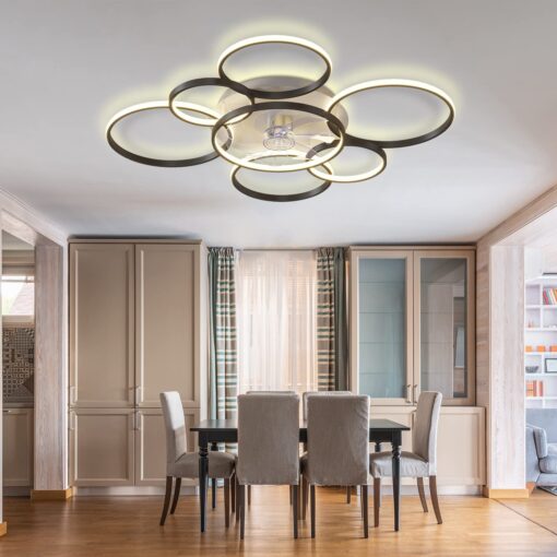 SNOWUNDER 41" Modern Ceiling Fan with Light, Flush Mount Celing Fan with Led Light and Remote Control for Living Room，Tri-Color Light 6-Speed Wind - Image 2