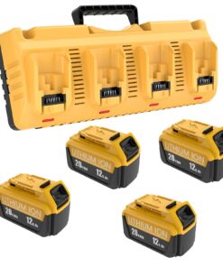 Moticett 4Pack Upgraded 12.0Ah Replacement for Dewalt 20V Max Battery with DCB104 Battery Charger Station