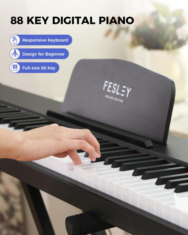 Fesley Weighted Piano Keyboard 88 Keys: Full Size Electric Keyboard Piano for Beginners, Portable 88 Key Keyboard with Daul Speaker,Sustain Pedal,Power Adapter,Support Bluetooth,USB MIDI,FEP300,Black - Image 7
