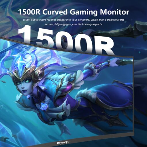 Raywego 34 inch Ultrawide Curved Computer Gaming Monitor 165Hz UWQHD 3440x1440,1500R -PIP,1ms (MPRT),HDR, 300nits, sRGB99%,FreeSync,HDMI2.0(TMDS) x2,DP1.4 x2,Eye Care,Support - Image 6