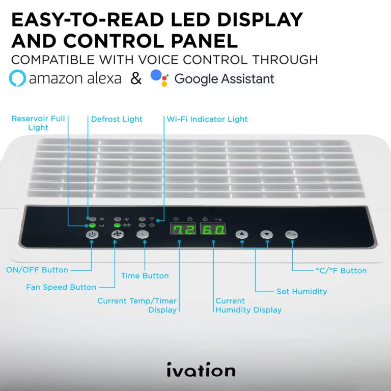 Ivation 4,500 Sq Ft Smart Wi-Fi Energy Star Dehumidifier with App, Continuous Drain Hose Connector, Programmable Humidity, 2.25 Gal Reservoir for Medium and Large Rooms (4,500 Sq Ft) - Image 6