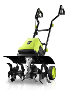 Electric Tiller, YERYORK 15-Amp 18-Inch Width 9-Inch Depth Corded Tiller Cultivator 24 Durable Steel Tines Gardening Tiller with Adjustable Wheels Foldable Handle for Easy Soil Cultivation