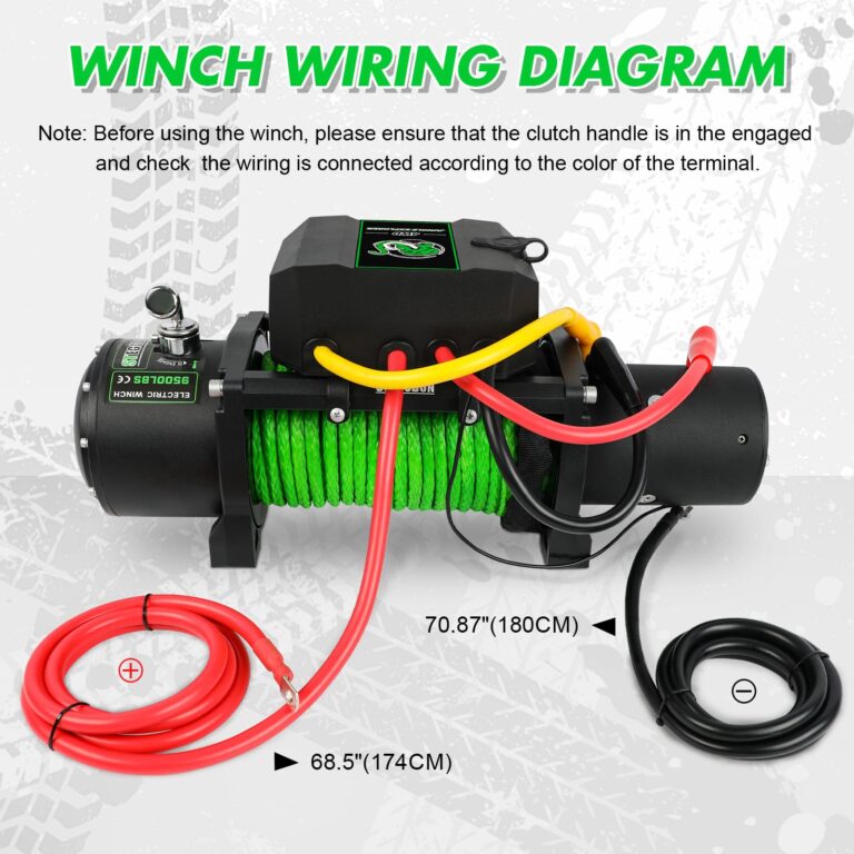 STEGODON Winch 9500lb Winch 12V Waterproof Electric Winch Synthetic Rope Winch with Wireless Remote and Corded Control for Truck SUV Jeep Wrangle (Green Rope) - Image 3