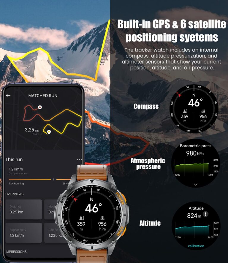 LIGE GPS Smart Watch for Men, Compass/LED Flashlight/1.43" AMOLED Smartwatch, IP68 Waterproof/Swim Mode/100+ Sports Mode Fitness Tracker Watch, Men's Smart Watch for Android iPhone Compatible - Image 8