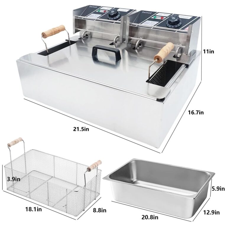 Commercial Deep Fryer with Baskets, 3400W 12.7QT/12L Thickened Stainless Steel Countertop Electric Oil Fryer, Large Capacity with Temperature Control (12L Pro) - Image 5