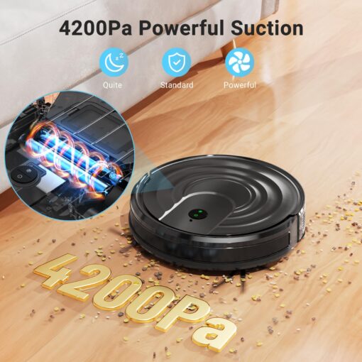 Robot Vacuum and Mop Combo 2 in 1 Mopping Robot Vacuum Cleaner with Schedule WiFi/Alexa/App Smart Self-Charging Robotic Vacuum Ultra-Slim Quiet Tangle-Free Ideal for Hard Floor Pet Hair Carpet-650mL - Image 8