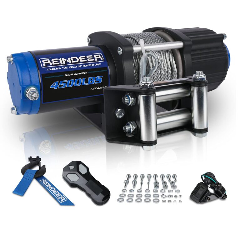 REINDEER New 12V Winch 4500 lb Load Capacity Electric Winch Kit for ATV UTV Steel Cable Wire Rope with Hawse Fairlead Waterproof IP67 with Wireless Remotes