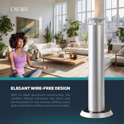 Difair Waterless Essential Oil Diffuser - Wireless Aromatherapy Diffuser Oil Machine - Fragrance Scent Diffusers for Home - Cold Air Diffuser for Office - Aroma Diffuser for Home, Hotel, Spa - Image 6