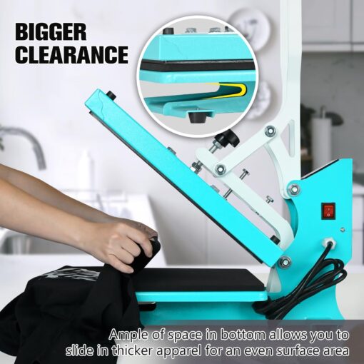ColorSub Heat Press Machine for T-Shirt 15x15, Digital Industrial Quality Heat Press Machine Clamshell Transfer Sublimation Print Press Machine Teal - Image 8