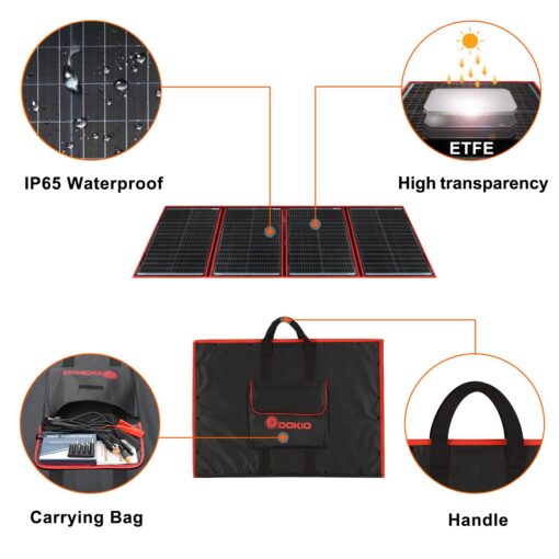 DOKIO 220w 18v Portable Foldable Solar Panel Kit (29x21inch,11.7lb) Solar Charger with Controller 2 USB Output to Charge 12v Batteries/Power Station (AGM, Lifepo4) Rv Camping Trailer Emergency Power…… - Image 7