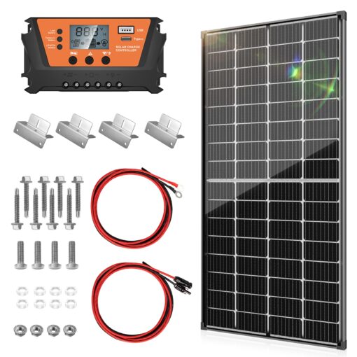 WERCHTAY Solar Panel Kit 200W Solar Panels 30A PWM Solar Charge Controller A+ Cell Solar Panel Cables Connectors Brackets for RV Boats Battery Marine Home Outdoor Off-Grid System