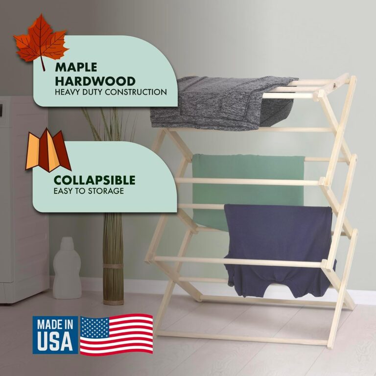Pennsylvania Woodworks Premium American Maple Clothes Drying Rack - Handcrafted in Pennsylvania - Solid Wood Construction, Collapsible, Eco-Friendly Laundry Solution (X-Large) - Image 4