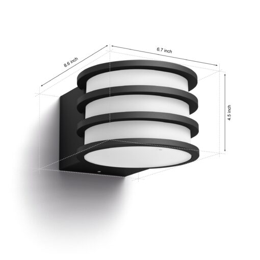 Philips Hue Lucca Outdoor Smart Wall Light, Black - E26 White and Color Ambiance LED Color-Changing Bulbs - 2 Pack - Requires Hue Bridge - Control with Hue App and Voice - Weatherproof - Image 5