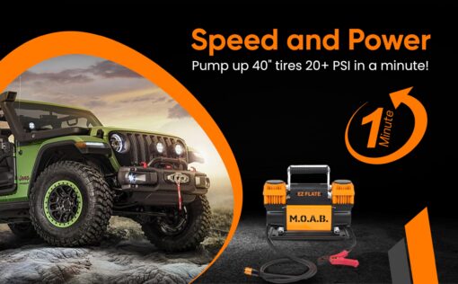 EZ FLATE M.O.A.B. Dual Air Compressor for 4x4 Offroad Vehicles, Fast Inflation, 12V Power, Easy to Use, Storage Bag - Image 8