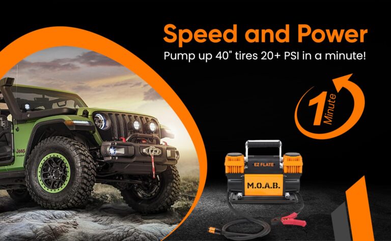 EZ FLATE M.O.A.B. Dual Air Compressor for 4x4 Offroad Vehicles, Fast Inflation, 12V Power, Easy to Use, Storage Bag - Image 8