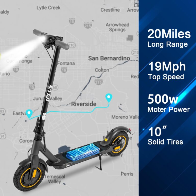 Electric Scooter 10" Solid Tires 600W Peak Motor Up to 20Miles Range and 19Mph Speed for Adults - Portable Folding Commuting Scooter with Double Braking System and App - Image 5