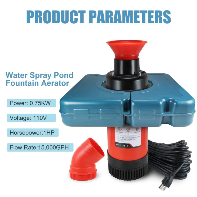 Goldlife Pond Fountain Aerator, F1-4 1HP 750W 110V PowerfuI Floating Pond Fountain Pump With 100 FT Power Cord, Outdoor Pond Aerating Fountains Cascade Pump for Small Large Ponds Lake Pond Jet System - Image 5