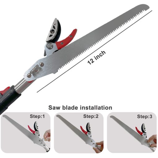 Prunrt 5.4-14.8 FT Tree Pruner Extendable 4 Sections, Telescopic Cut and Hold Trimmers Pole Saws Trimming Long Reach Pruning Shears Branch Cutter Clipper Bypass Lopper Fruit Picker - Image 5