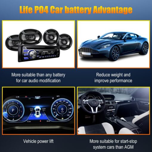 TPE Car Start Stop System BCI Group26 LiFePO4 Lithium-ion Battery 12.8V 800A Lightweight High Performance Battery Battery Level Display Left Negative Right Positive - Image 3