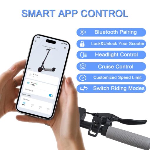SURPOOTER Electric Scooter, Powerful 350W Adult Electric Scooter, Up to 19Mph and 8.5" Solid Tires, with Dual Braking System and Intelligent Program Control Design - Image 7