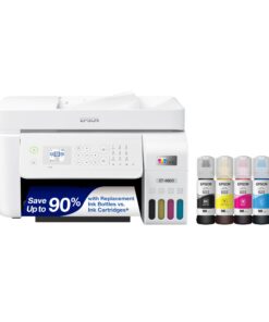 Epson EcoTank ET-4800 Wireless All-in-One Cartridge-Free Supertank Printer with Scanner, Copier, Fax, ADF and Ethernet – Ideal-for Your Home Office, White