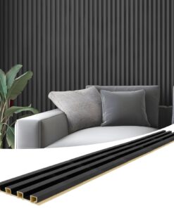 Art3d 8-Pack 96 x 6in. WPC Acoustic Slat Wall Panel for Modern Interior Decor, TV Background, Living Room, Matte Black