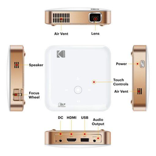 KODAK Luma 350 Portable Smart Projector | Powerful Ultra HD Rechargeable Video Projector Android 6.0 - Includes Soft Case - Image 4