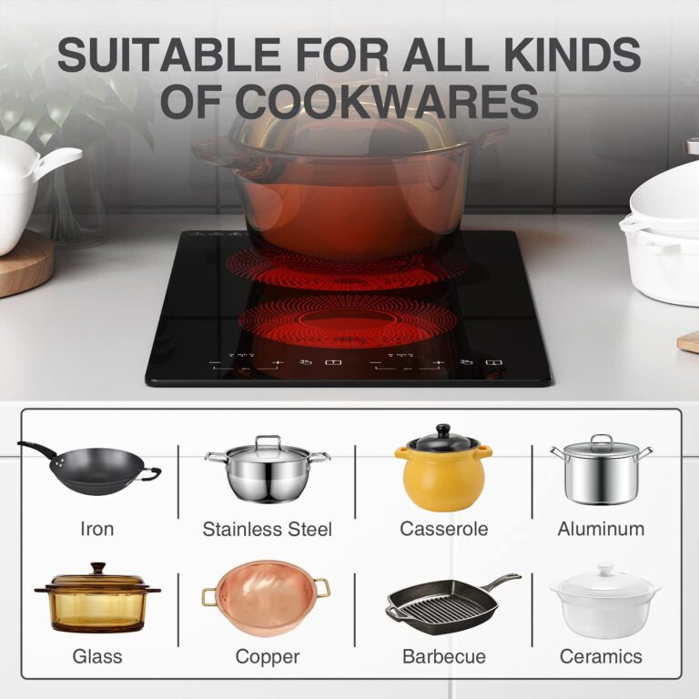 Electric Cooktop 2 Burners,110v Electric Stove Top,ANHANE Infrared Burner 12 Inch Built-in Double Induction Cooktop,20 Temperature,Compatible for All Cookware with Plug - Image 6