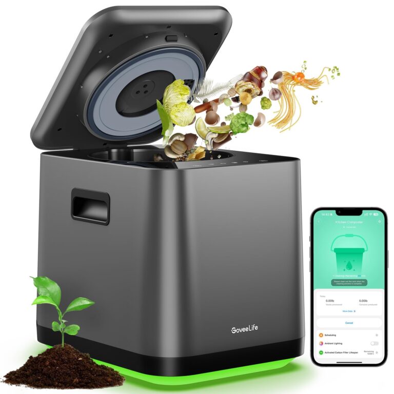 GoveeLife Smart Electric Composter for Kitchen, 3L Compost Bin Indoor with App & Voice Control, Auto-Cleaning, 3 Modes, Turn Food Waste to Fertilizer for Garden, Food Waste Compost Machine