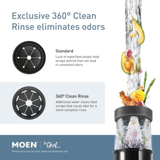 Moen EX100C EX Series 1 HP Continuous Feed Garbage Disposal, Black - Image 6