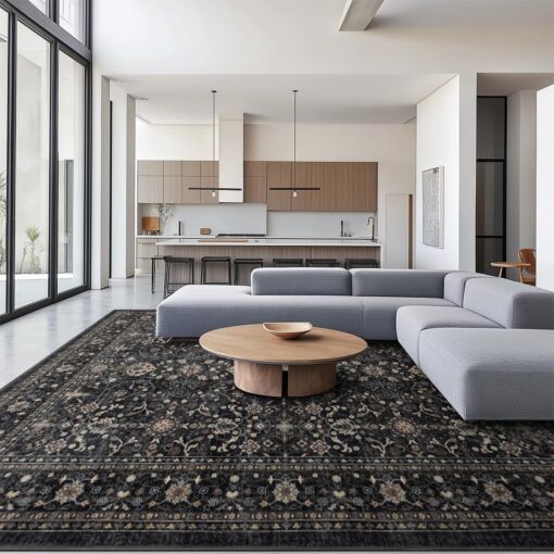Ruaruarug Area Rug Non Slip Machine Washable Ultra Soft Outdoor/Living Room/Classroom/Bedroom/Kitchen Dark Gray, 8'×10'