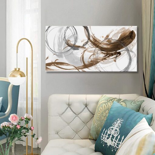 Sxurmtiie Canvas Wall Art Abstract Art Paintings brown Fantasy Colorful Graffiti on White Background 30inchx60inch Modern Artwork wall Decor for Living Room Bedroom Kitchen - Image 8