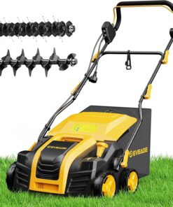 2025 Upgraded EVEAGE 16-Inch 15 Amp Electric Dethatcher & Scarifier, 5-Position Depth Adjustment, 14.5gal Collection Bag, Increases Lawn Health, EDS16S