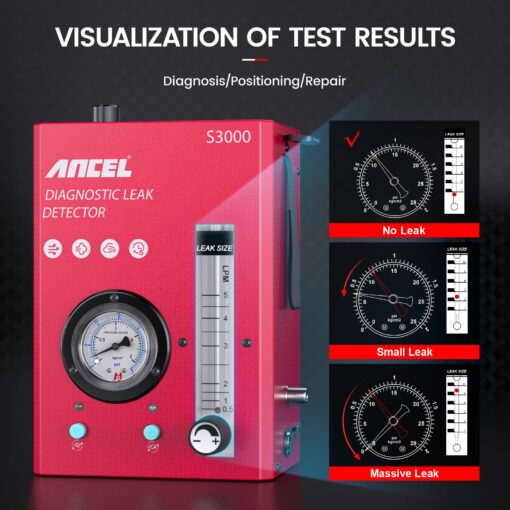 ANCEL S3000 Smoke Machine Automotive with Built-in Air Compressor, Pressure Gauge & Adjustable Flow Meter, Automotive Smoke Machine Leak Detector for EVAP,Fuel,Vacuum,Intake,Exhaust & More Car System - Image 5