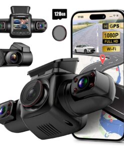PRUVEEO 360 Degree View 4 Channel Dash Cam Front and Rear Inside Left Right, Dash Camera for Cars with CPL, Built-in GPS WiFi Night Vision, 24/7 Recording Parking Mode Monitor, Free 128G Card