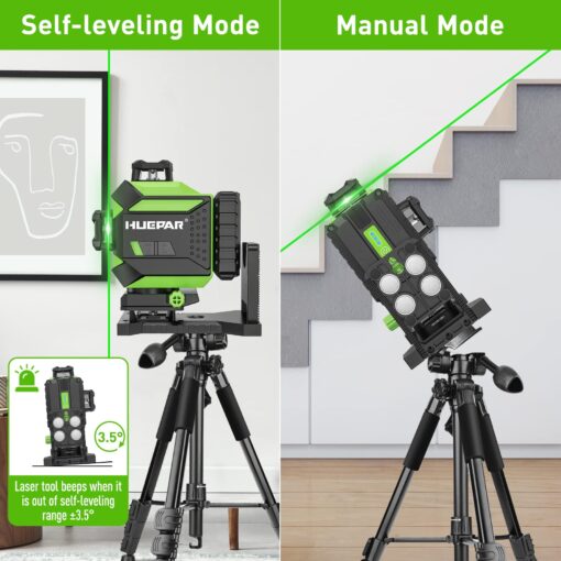 Huepar 4x360 Laser Level Self-leveling 4D Green Beam Cross Line 16 Lines Tiling Floor Laser Tool -2x360 Horizontal/Vertical Laser Lines -rechargeable Li-ion Battery & Integrated Magnetic Bracket 704CG - Image 6