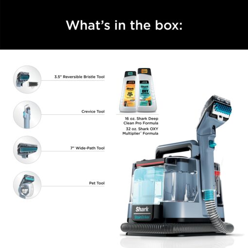 Shark Carpet Cleaner Machine, Portable Upholstery StainStriker, Spot, Odor & Stain Remover, 2 Carpet Cleaner Solutions, 4 Tools, Perfect for Pet Hair, Area Rugs, Couches, Nordic Blue, PX202BRN - Image 2