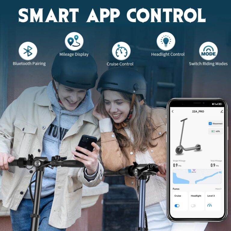 Caroma Electric Scooter Adults, 20 mph & 300 lbs, 350W Motor, 20 Miles Range & 20 Mph, 9" Solid Tires, Folding Motorized Scooter for Adults, App Control - Image 7