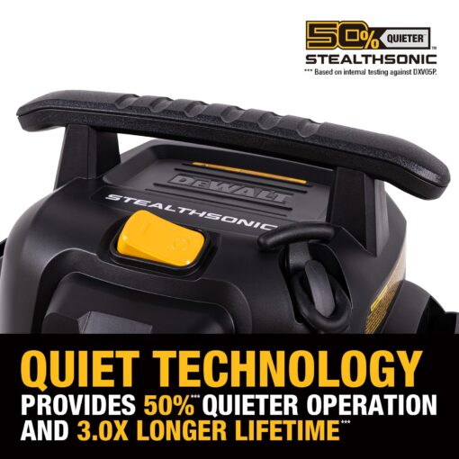 DEWALT 10 Gallon STEALTHSONIC Wet and Dry Shop Vacuum, Ultra Quiet Heavy Duty With Attachments, Powerful Outdoor Vac for Car, Garage, Workshop, Jobsite, Patio, DXV10S-QT, 5 Peak HP - Image 7