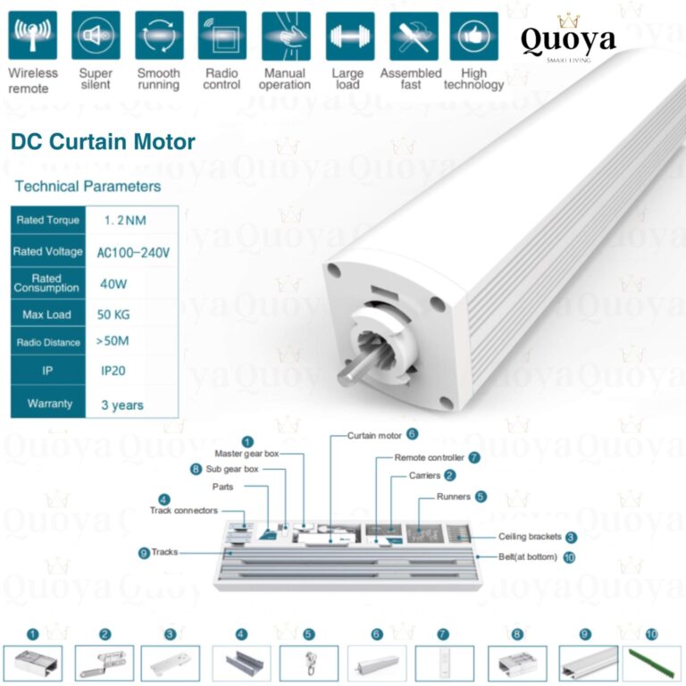 Quoya QL500 Smart Curtains System, Electric Curtain Track with Automated Rail【Motorized and Adjustable Tracks/Rod/Pole (up to 5 metres / 196 inches)】【Motor compatible with Alexa】 - Image 5