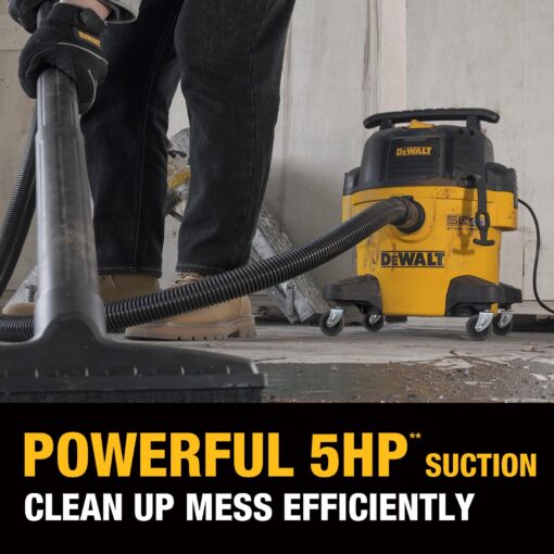 DEWALT 6 Gal Stealthsonic Shop Vacuum Wet and Dry, 5 Peak HP Poweful Suction Ultra-Quiet Vacuum Cleaner with Complete Accessory Kit and 6 Dust Bages, Shop Vac for Home, Jobsite, Workshop, Garage, Car - Image 7