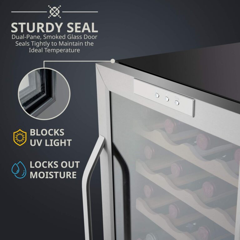 Ivation 28 Bottle Compressor Wine Cooler Refrigerator w/Lock | Large Freestanding Wine Cellar For Red, White, Champagne or Sparkling Wine | 41f-64f Digital Temperature Control Fridge Stainless Steel - Image 7