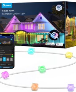 Govee Permanent Outdoor Lights, Smart RGBIC Outdoor Decor with 75 Scene Modes, 100ft with 72 LED Lights, IP67 Waterproof for Outdoor Decorations, Work with Alexa, Google Assistant, White