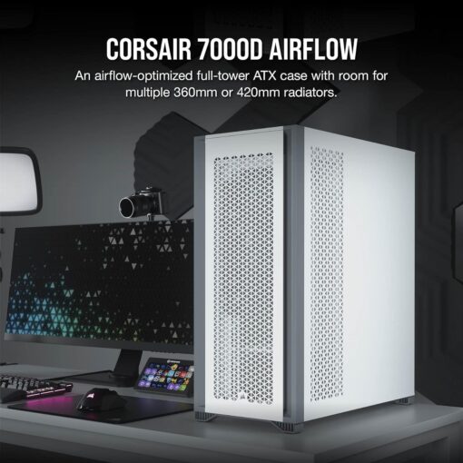 CORSAIR 7000D AIRFLOW Full-Tower ATX PC Case – High-Airflow Front Panel – Spacious Interior – Easy Cable Management – 3x 140mm AirGuide Fans with PWM Repeater Included – White - Image 13