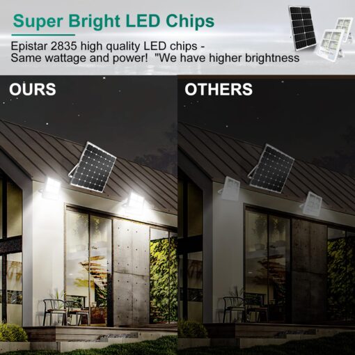 Gebosun Black 2-Pack 300W LED Solar Flood Light, Remote Controlled, Dusk to Dawn, 30,000Lumen, 6000K, IP65 Waterproof for Shed Backyard Garden - Image 6