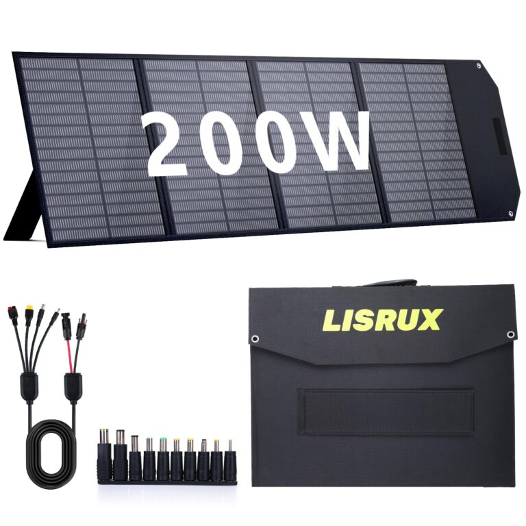 200W Portable Solar Panel, IP67 Waterproof Foldable Solar Charger for Power Station Generator with QC3.0 USB-A & Type-C Output, 200 Watt Monocrystalline Solar Panels for Camping RV Power Blackout